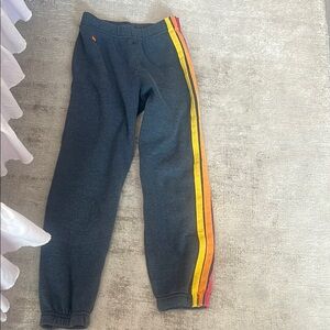 Kids Gray Sweatpants with Rainbow Stripe